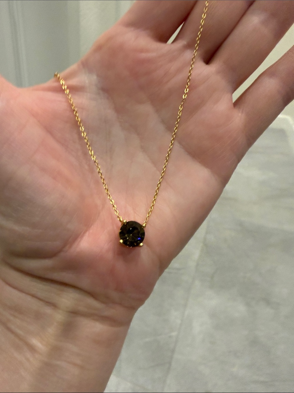 Park Lane Gold-Tone Necklace with Dark Smoky Crystal
